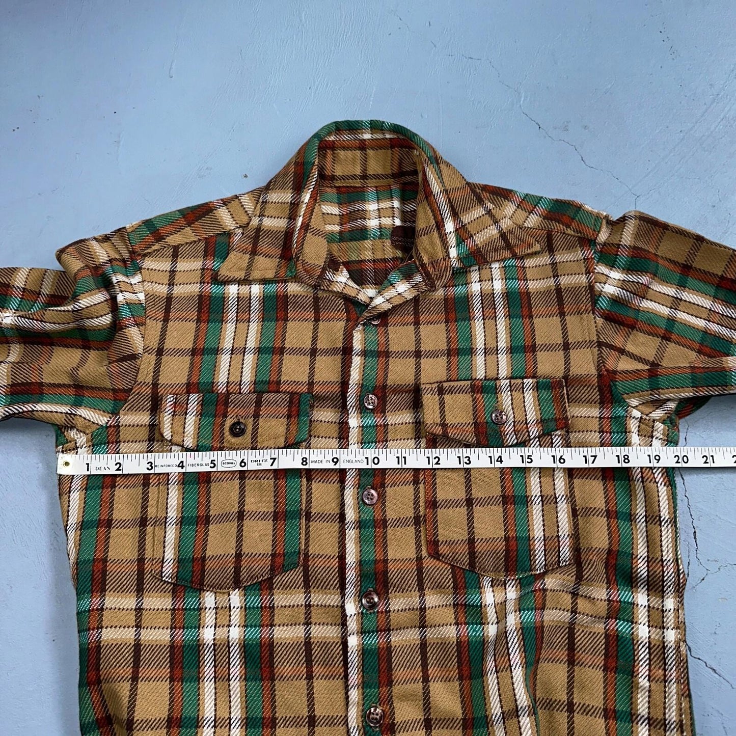 VTG Big Mac JC Penneys Thick 100% Cotton Flannel Work Shirt M 70s Plaid Thrashed