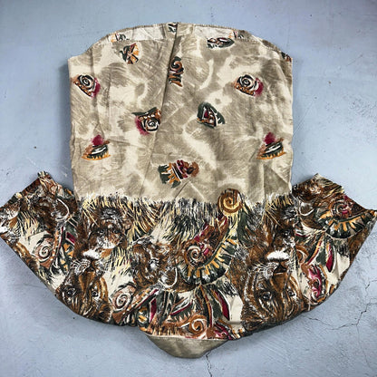 Vtg Act III USA Made Shirt Button Up Blouse African Safari Lion Tigers Small 80s