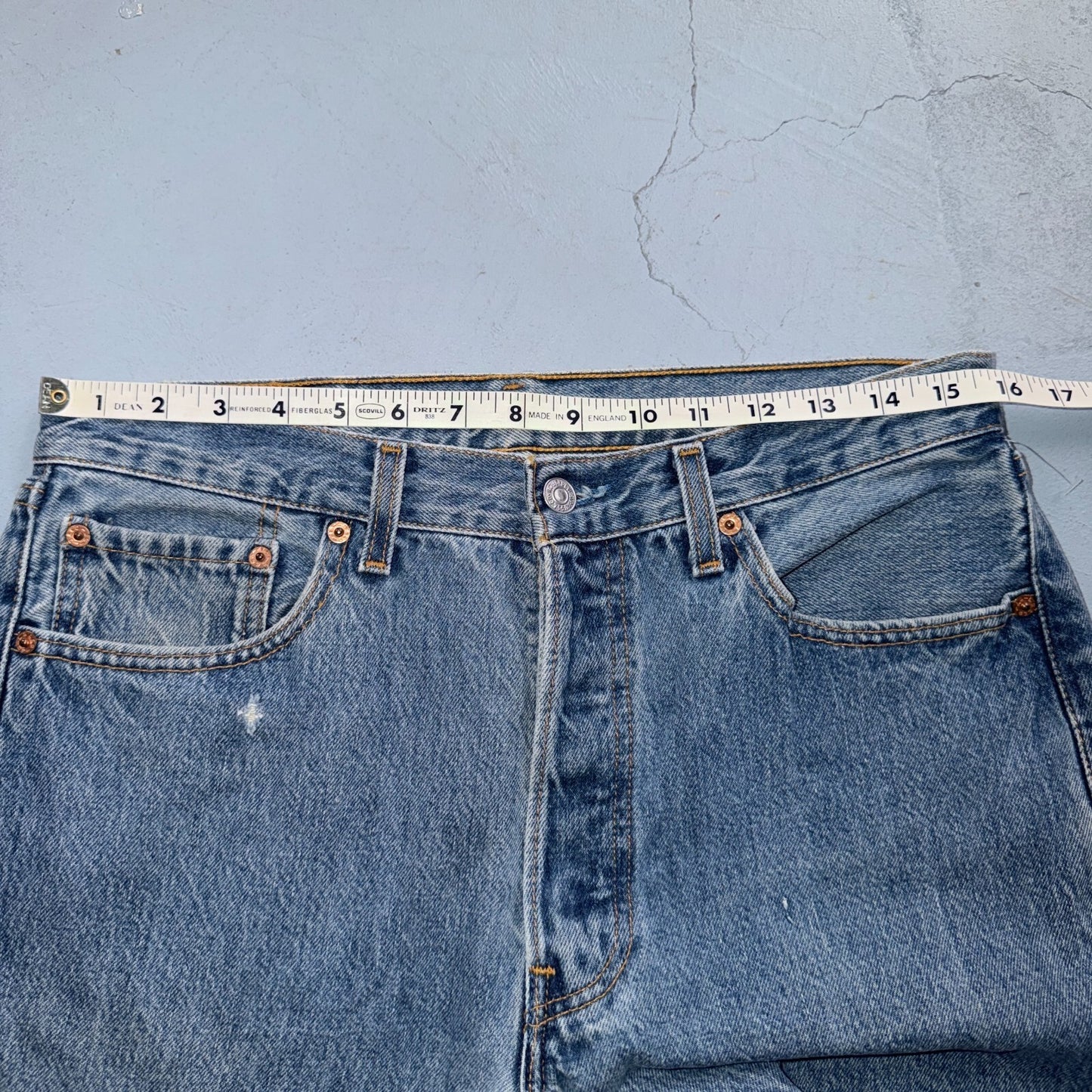 Levis 501 Vintage 90s USA XX Straight Leg Jeans Blue Light Wash 33x32 Act 31x30