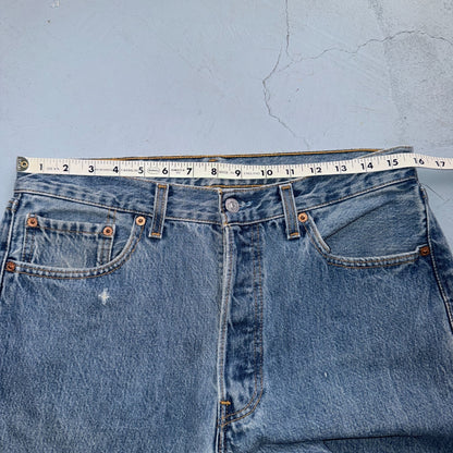 Levis 501 Vintage 90s USA XX Straight Leg Jeans Blue Light Wash 33x32 Act 31x30