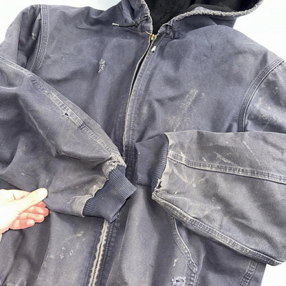 Carhartt Jacket VTG Mens Large Purple Hooded Distressed Bomber J208 MDT Thrashed