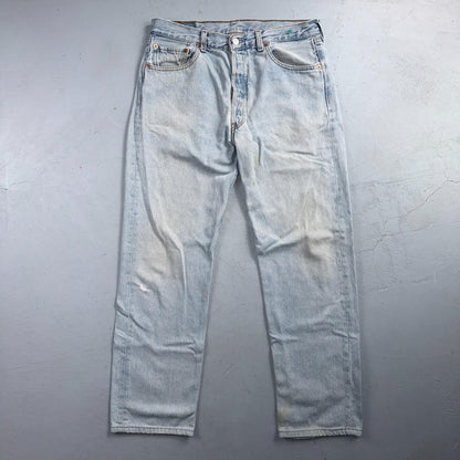 Levis 501 Vintage Y2K 90s XX Straight Leg Jeans Blue Light Wash 34x36 Act 32x29