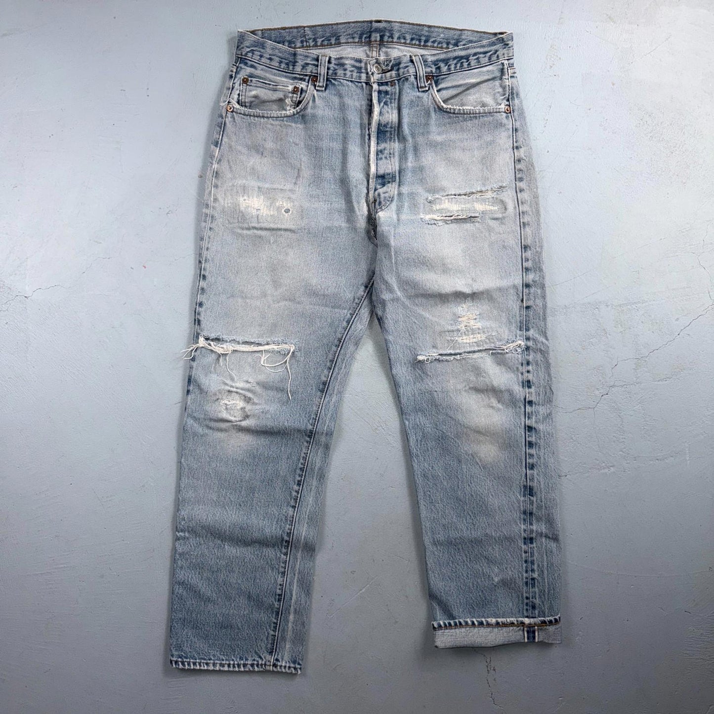 Levis 501 Vintage 80s Redline Selvedge USA XX Jeans Light Wash 36X30 Act 33X28