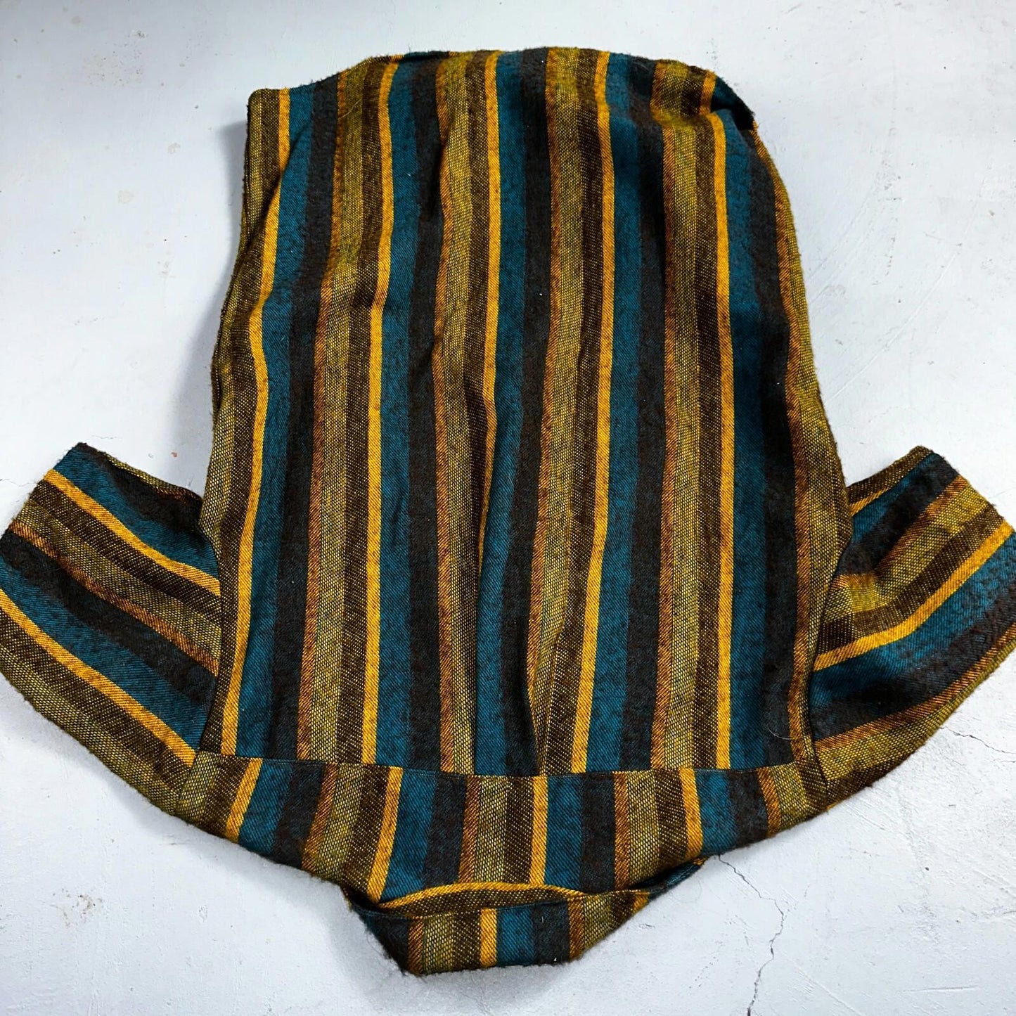 1960s Wool Short Sleeve Striped Wood Button Down Shirt 60s 70s Rockabilly