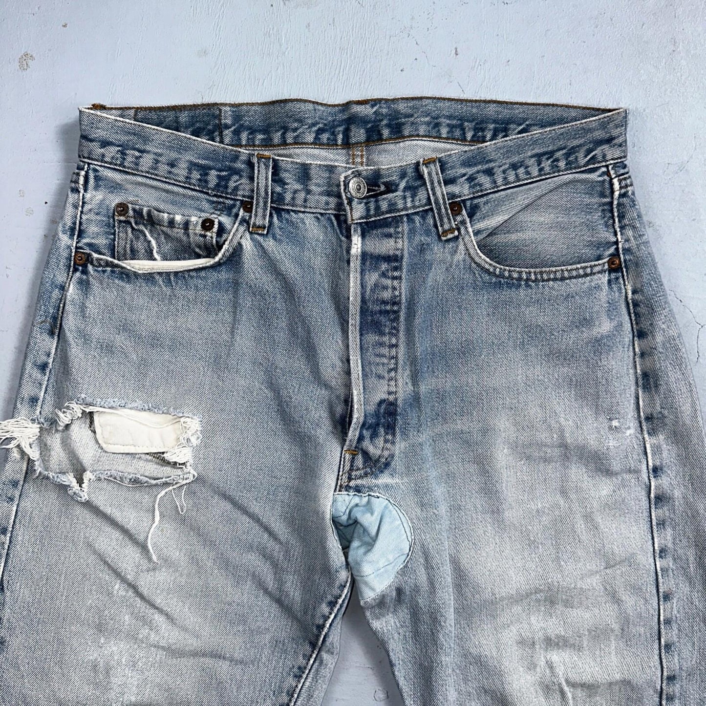 Levis 501 Vintage 80s Redline Selvedge USA XX Jeans Thrashed 36x30 Act 33x26