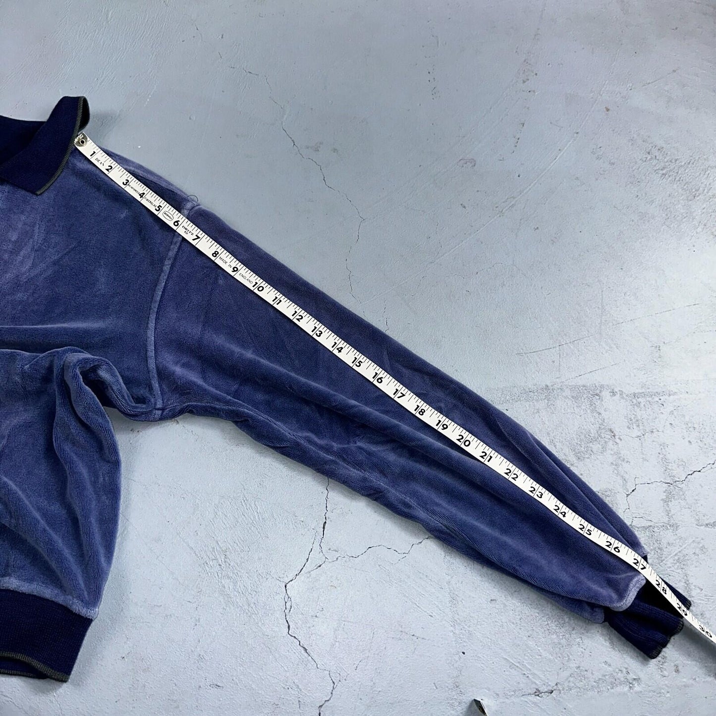Velour Polo Shirt Hartog Marines Mens VTG 70s L USA Blue 1970s Rockabilly Worn