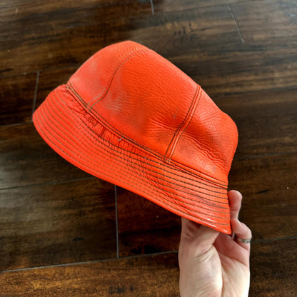 Vintage 1950s Fisherman Hunting Hat Cap Bucket Orange 7 1/8 WWII 50s 60s