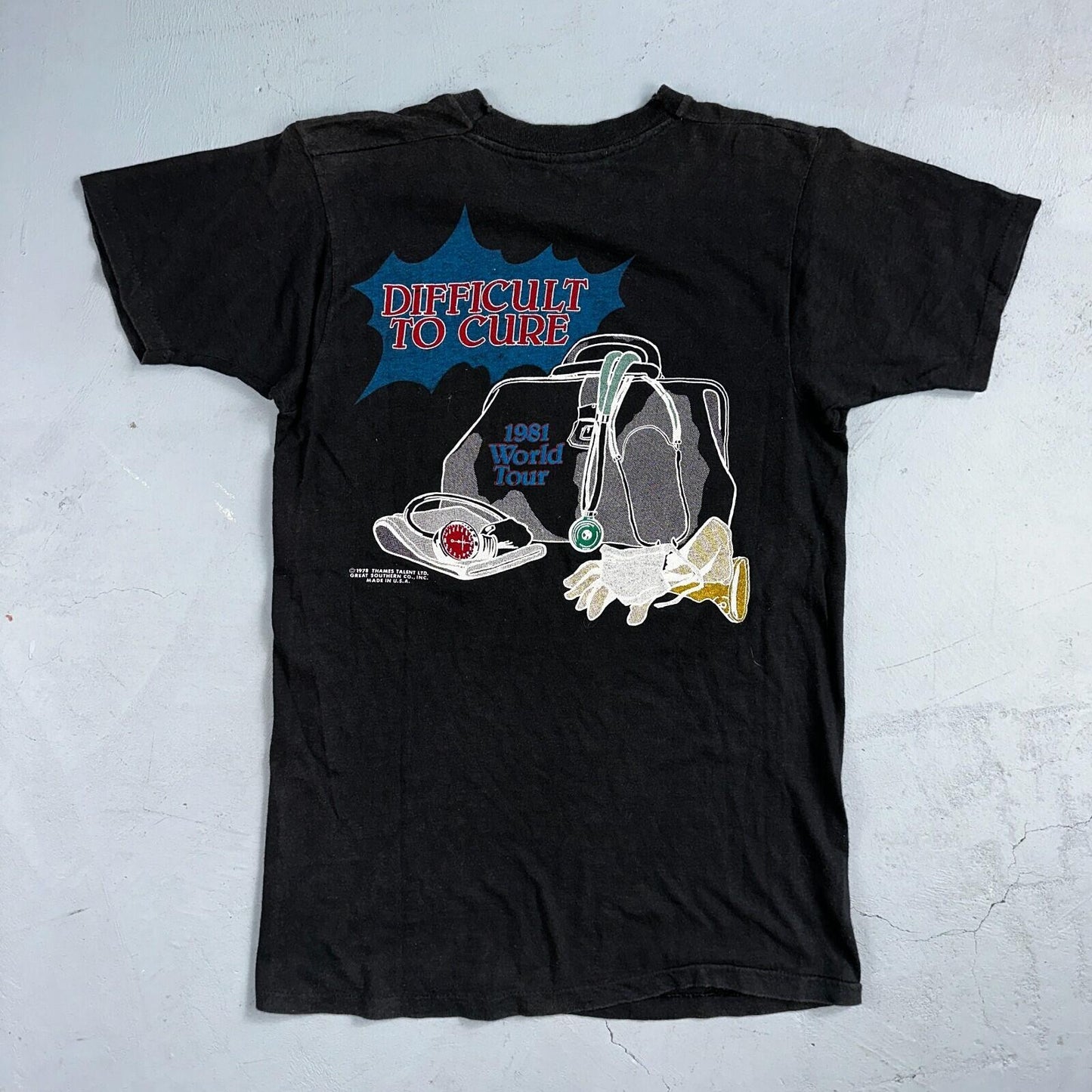 Rainbow Difficult Cure Tour 1981 Vintage Concert T Shirt Promo Doctor Music Band