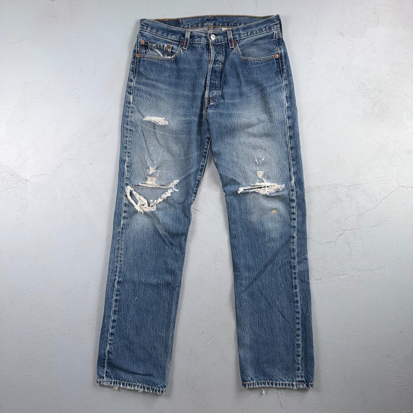 Levis 501 Vintage Y2K 90s XX Straight Leg Jeans Blue Light Wash 33x34 Act 31x31