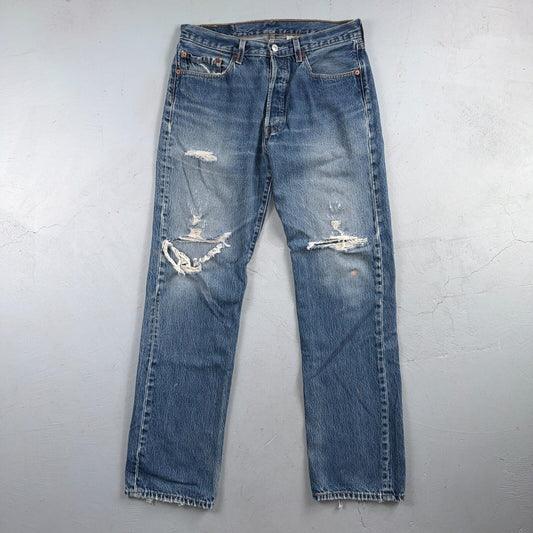 Levis 501 Vintage Y2K 90s XX Straight Leg Jeans Blue Light Wash 33x34 Act 31x31