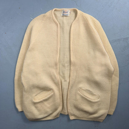 VTG 50s Kandel Oregon Woolen Mills Open Front Wool Sweater Cardigan Rockabilly L
