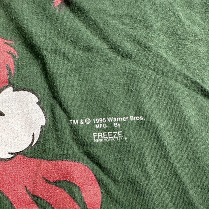 Looney Tunes Taz VTG T Shirt Manian Devil Christmas Naughty Nice 90s 1995