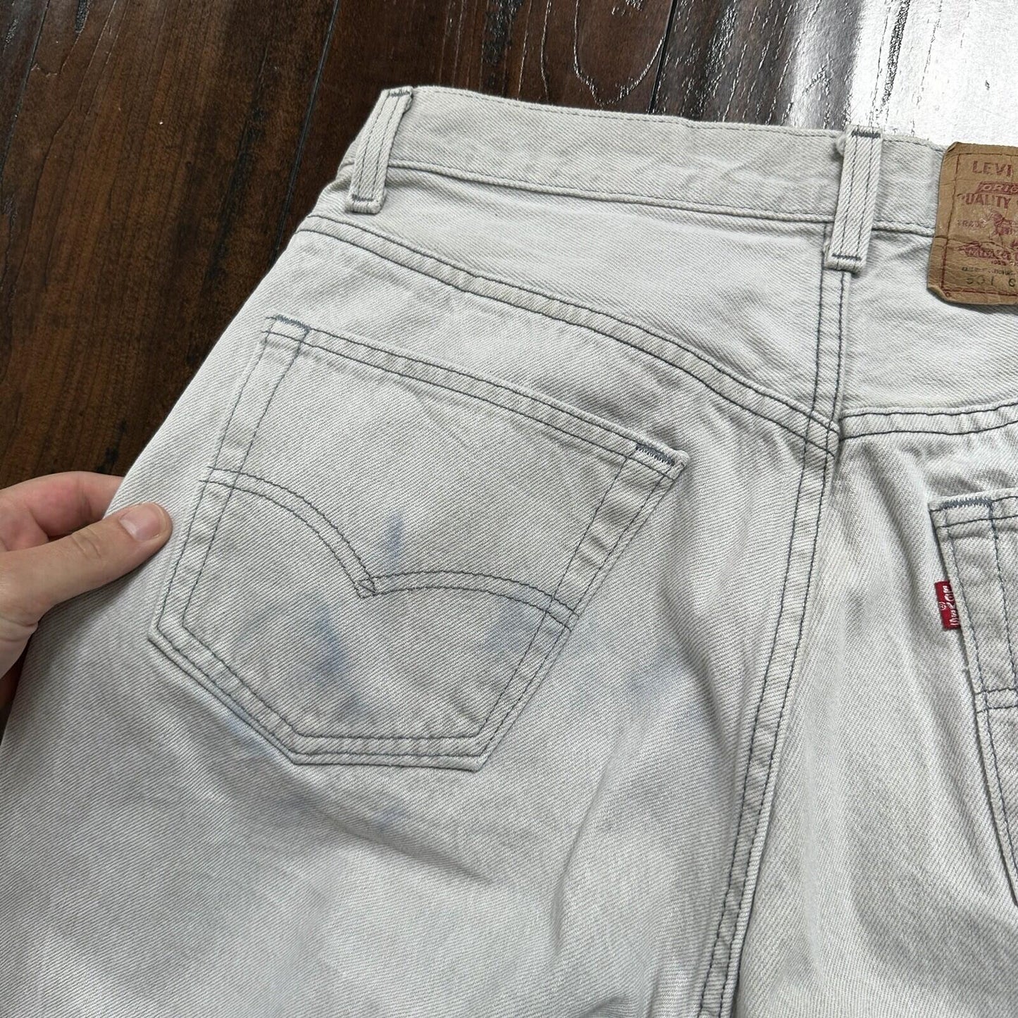 VTG 90s Levis 501 Button Fly 34x32 USA Tag Jeans Grey Wash XX Act 31x31