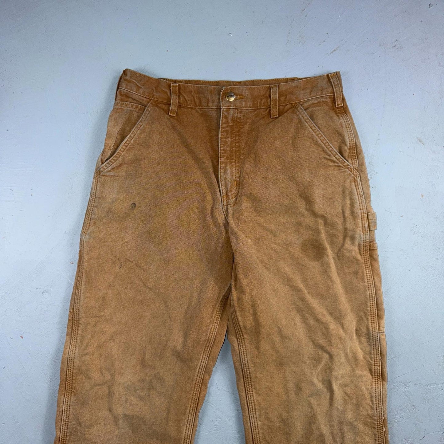Carhartt Carpenter Pants Duck Canvas Flannel Lined B111 BRN Workwear Men 32x32