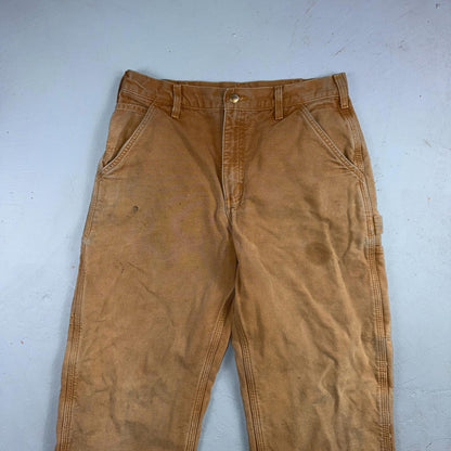 Carhartt Carpenter Pants Duck Canvas Flannel Lined B111 BRN Workwear Men 32x32