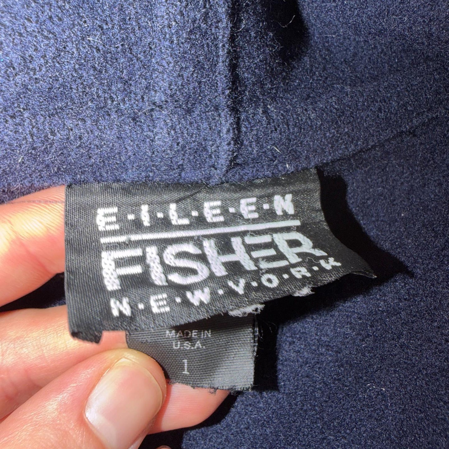 Eileen Fisher Coat Women’s Blue Wool Open Front Oversized Kimono Jacket VTG