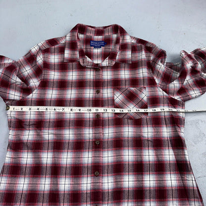 Women’s Pendleton Flannel Shirt Button Up Plaid Magenta Black 90s Punk Grunge XL