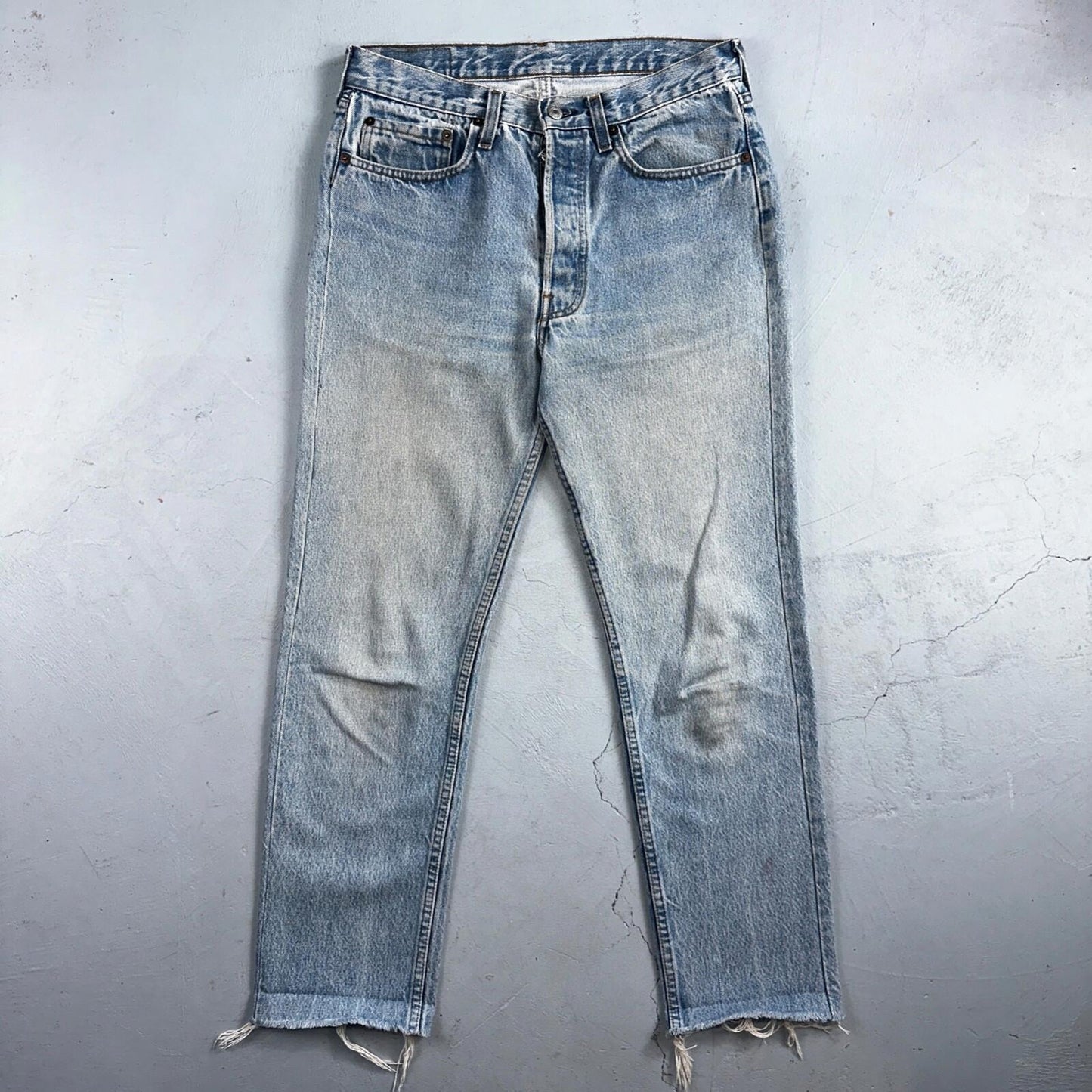 Levis 501 Vintage 80s USA XX Straight Leg Jeans Blue Light ALTERED Act 30x27