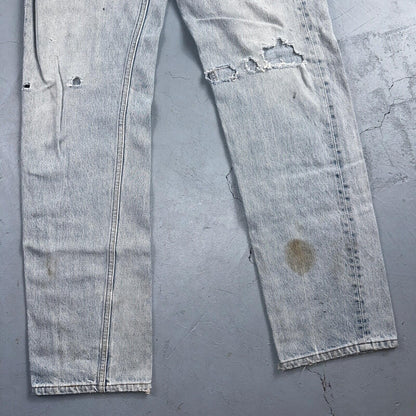 Levis 501 Vintage 90s USA XX Straight Leg Jeans Blue Light Wash 34x36 Act 31x32