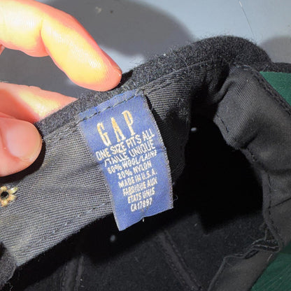 GAP Wool USA VTG Hat Baseball Cap Snapback Black Damaged Brim Cool Basic Blank