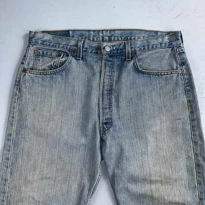 Levis 501 Vintage 90s USA XX Straight Leg Jeans Blue Light Wash 38x32 Act 36x32
