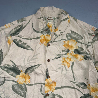 Tommy Bahama VTG Hawaiian Loop Collar Tropical Floral Silk Camp Shirt XL