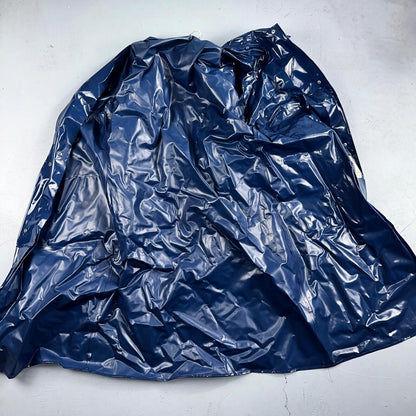 Liliput Womens Blue Trench Raincoat + Bucket Hat Polyester Rubber Vinyl 70s VTG