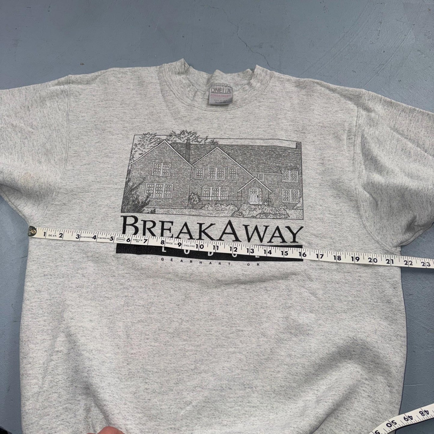VTG Oneita Sweatshirt Mens XL Gray Travel USA Breakway Lodge Gearhart Oregon
