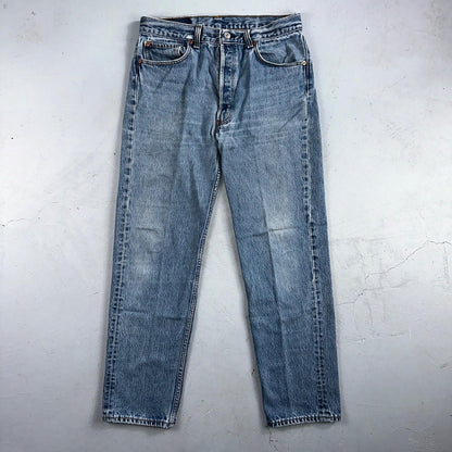 Levis 501 Vintage 90s USA XX Straight Leg Jeans Blue Light Wash 35x34 Act 31x30