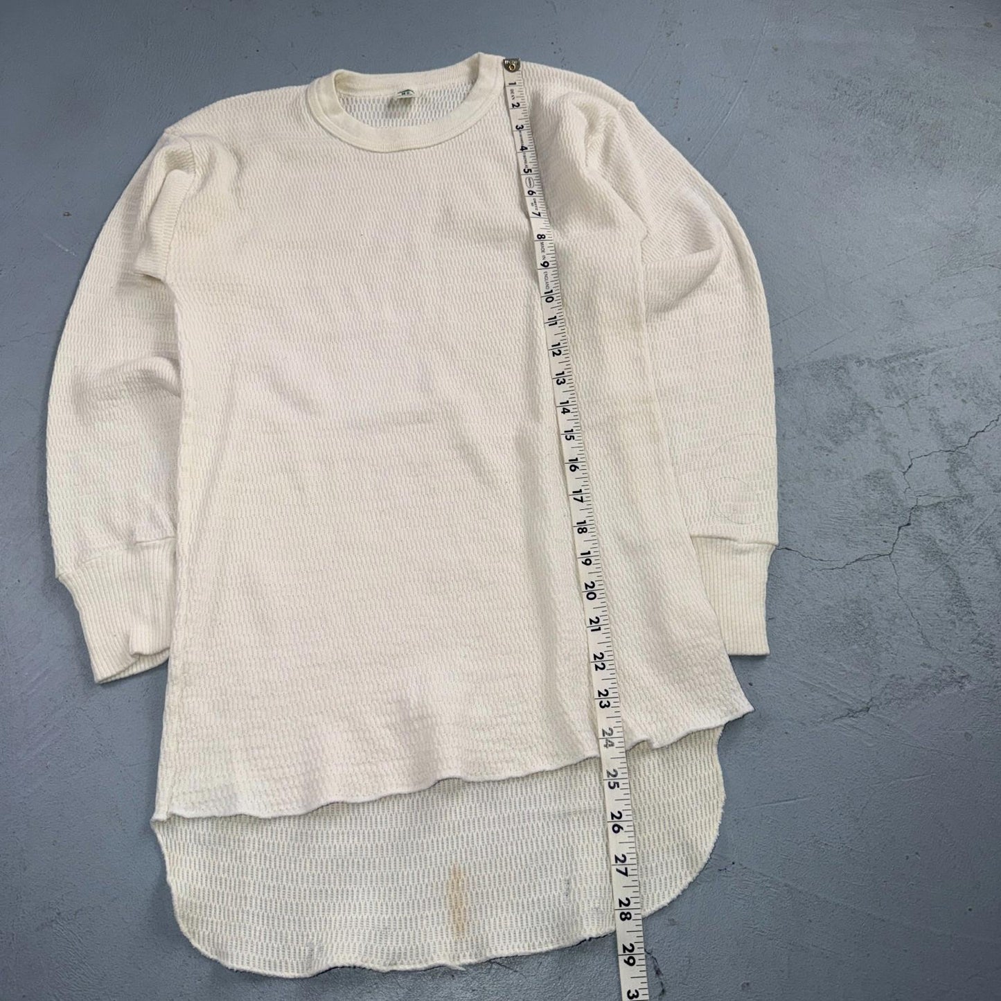 Vintage Hanes Green Tag Waffle Knit Thermal Shirt 70s M Long White 1970s White