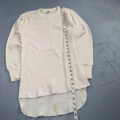Vintage Hanes Green Tag Waffle Knit Thermal Shirt 70s M Long White 1970s White