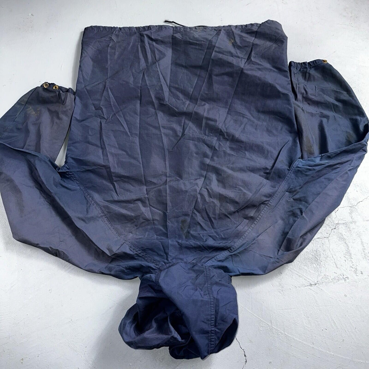 Eddie Bauer VTG Hooded Barn Jacket S Blue Cotton Chore Coat Track Hiking 90s