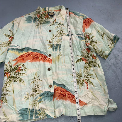 Tommy Bahama Hawaiian Loop Collar Tropical Floral Rayon Camp Shirt L VTG