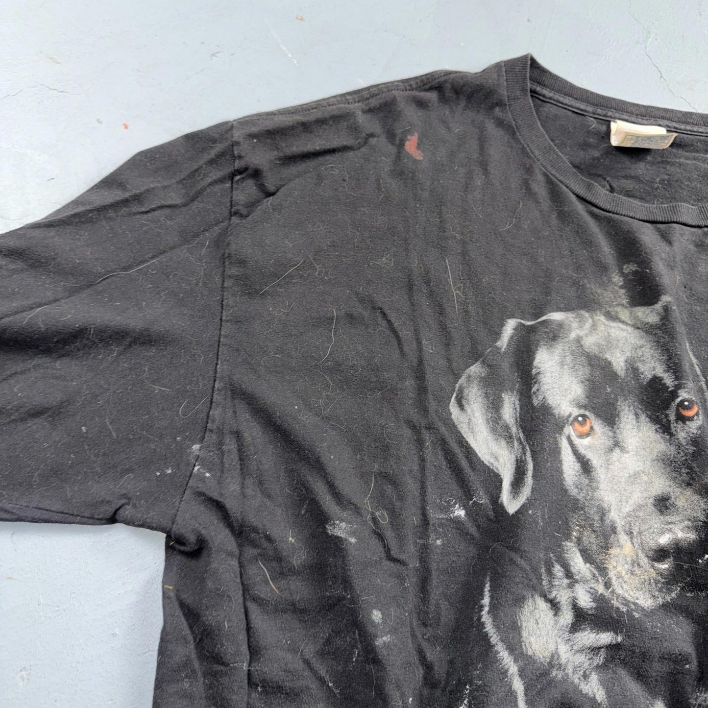Black Lab Dog VTG T Shirt Art Photograph Animals Grunge Music Ducks Graphic