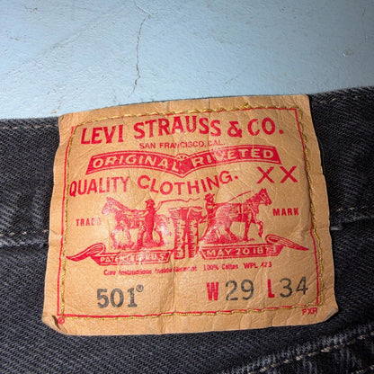 Levis 501 Vintage Y2K 90s XX Straight Leg Jeans Black Med Wash 29x34 Act 28x31