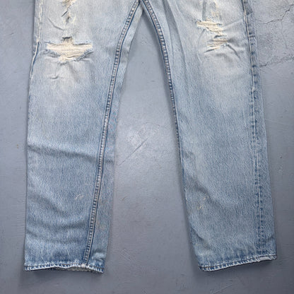 Levis 501 Vintage 80s USA XX Straight Leg Jeans Blue Light Wash 34x32 Act 32x31