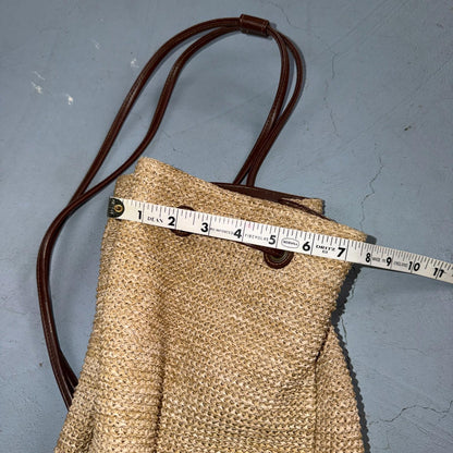 Rosetti Woven Purse Natural Tan Zippered Classic Small Bag Faux Leather Strap