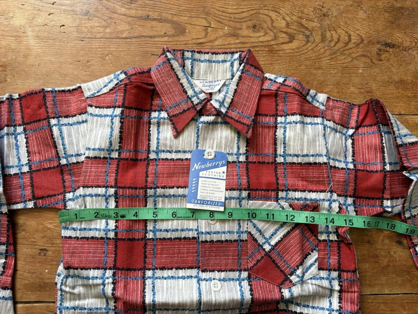 VTG 1950s NOS Plaid Flannel Boys Shirt Lot Newberry Rockabilly Size 10 RARE 50s
