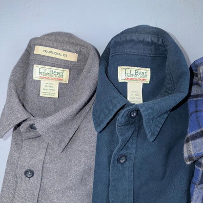 LL Bean Lot of 7 Mens M Shirts Chamois Cloth Flannel Pockets VTG Y2K Heavyweight