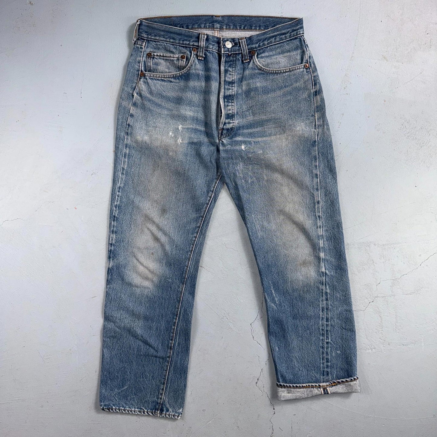 Levis 501 Vintage 80s Redline Selvedge USA XX Jeans Light Wash 31x32 Act 30x27