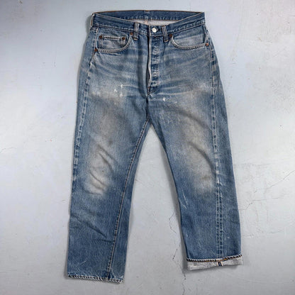 Levis 501 Vintage 80s Redline Selvedge USA XX Jeans Light Wash 31x32 Act 30x27