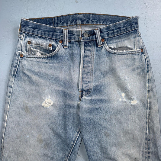 Levis 501 Vintage 80s Redline Selvedge USA XX Jeans Light Wash 31x36 Act 28x30