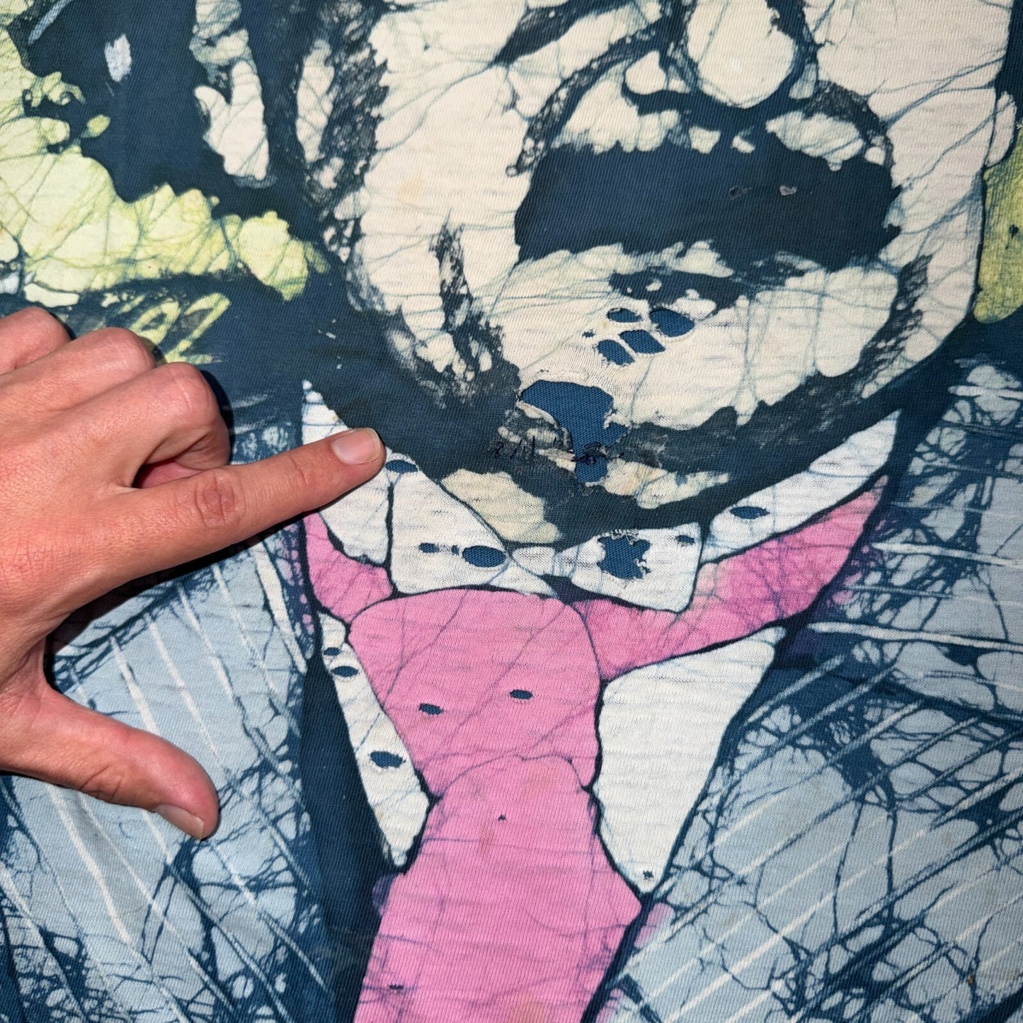 Albert Einstein Batik VTG T Shirt Mosquitohead Style Thrashed 90s Unique RARE