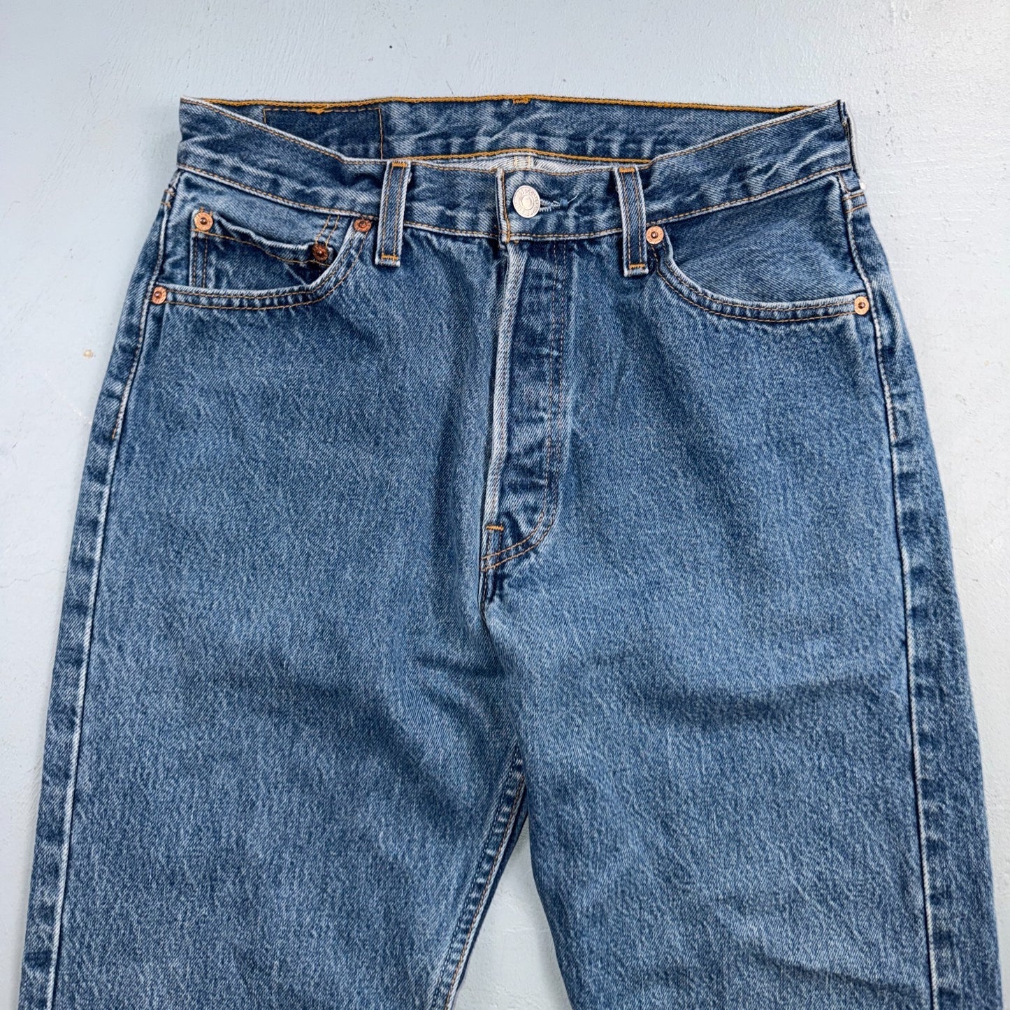 Levis 501 Vintage 90s USA XX Straight Leg Jeans Blue Med Wash 30x32 Act 28x30