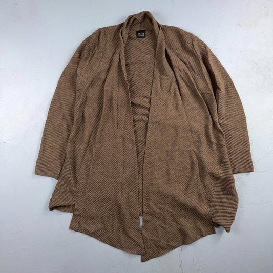 Eileen Fisher Women’s Open Front  Medium Cardigan Tan Boxy Wool