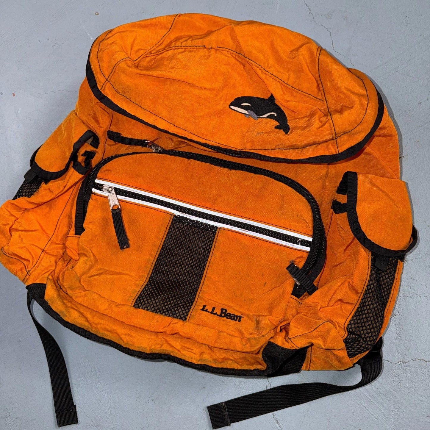 Vintage L.L. Bean Continental Rucksack Orange Backpack Hiking Camping 90s Orca