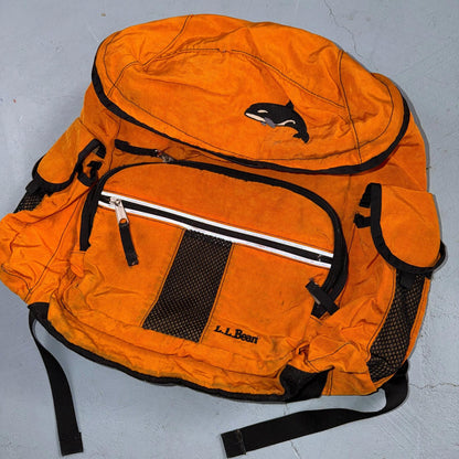 Vintage L.L. Bean Continental Rucksack Orange Backpack Hiking Camping 90s Orca