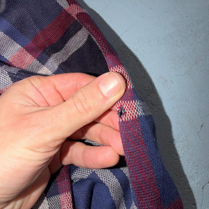 Vintage Eddie Bauer Plaid Quarter Zip Cotton Sweater Men’s M Red Blue Y2K