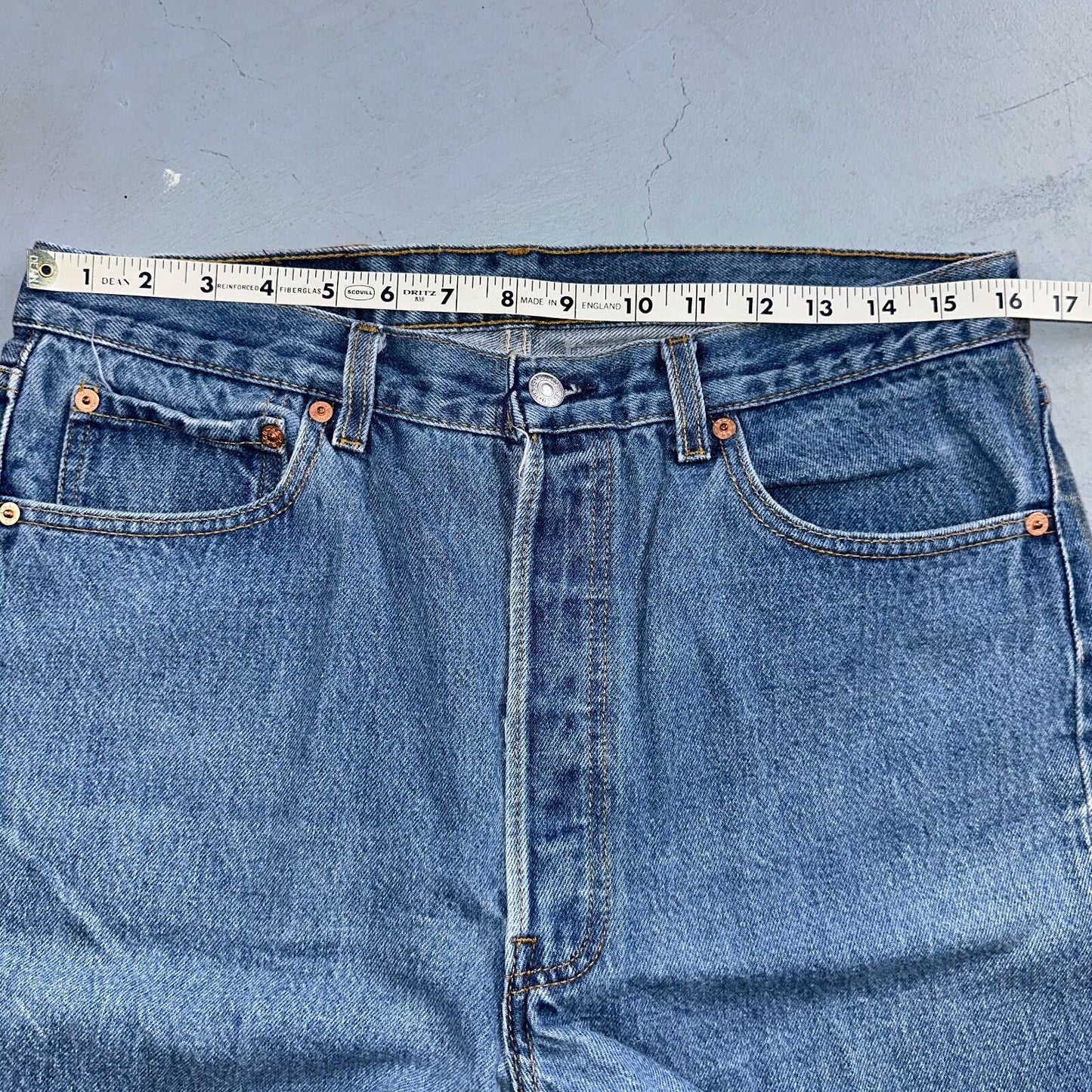 Levis 501 Vintage 90s USA XX Straight Leg Jeans Blue Med Wash 36x32 Act 32x28