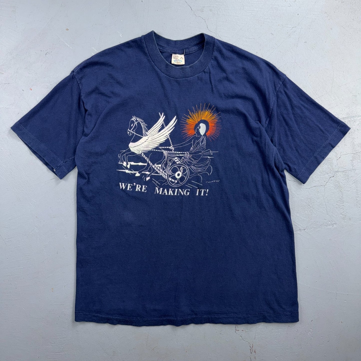 Vintage We're Making It Buddha Pegasus Graphic Tee Belton Single Stitch USA XL